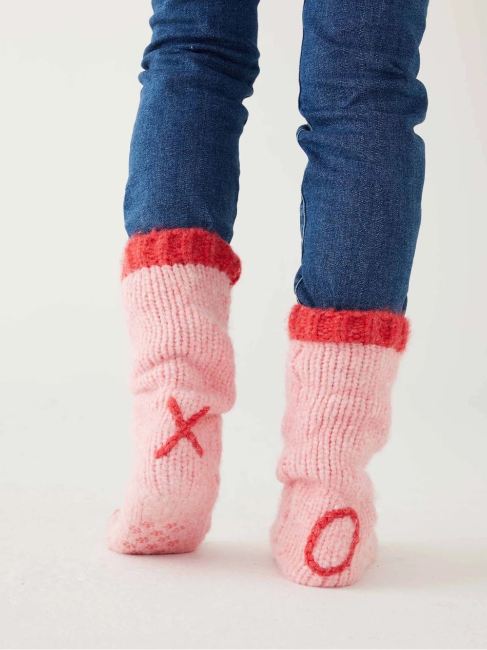 NWT Mersea Cozy Pink XO Knit Slipper Socks- | Nonslip